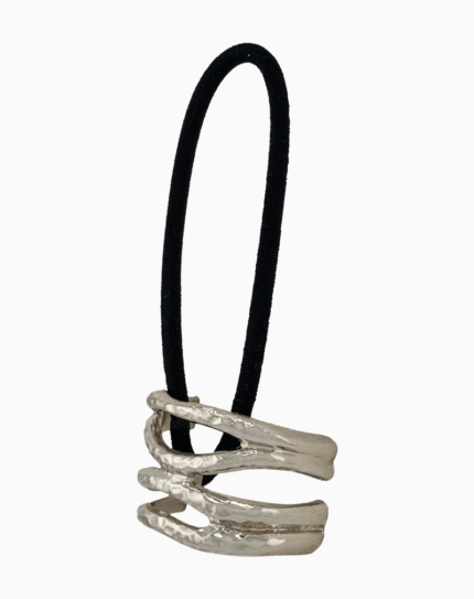 Shoucka Double Hammered Cuff Silver Hair Tie | Modern Artistic Accessory