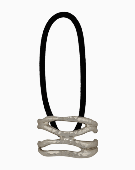 Shoucka Double Hammered Cuff Silver Hair Tie | Modern Artistic Accessory