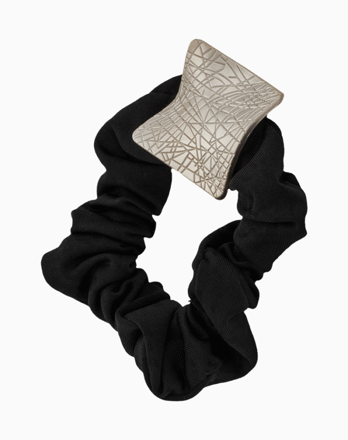 Shoucka Silver Weave Scrunchie | Modern & Futurist Hair Accessory
