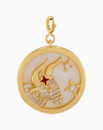 Shoucka Taurus Zodiac Pendant | Gold Plated Bull Medallion with Red Star