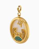 Shoucka Cancer Zodiac Pendant | Gold Plated Crab with Turquoise & Champagne Crystals