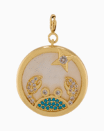 Shoucka Cancer Zodiac Pendant | Gold Plated Crab with Turquoise & Champagne Crystals