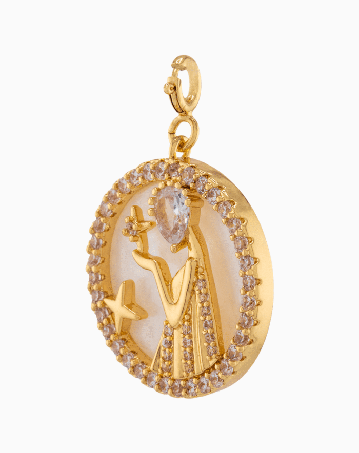 Shoucka Virgo Zodiac Pendant | Gold Plated Celestial Maiden Charm