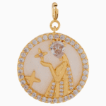 Shoucka Virgo Zodiac Pendant | Gold Plated Celestial Maiden Charm