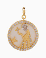 Shoucka Virgo Zodiac Pendant | Gold Plated Celestial Maiden Charm