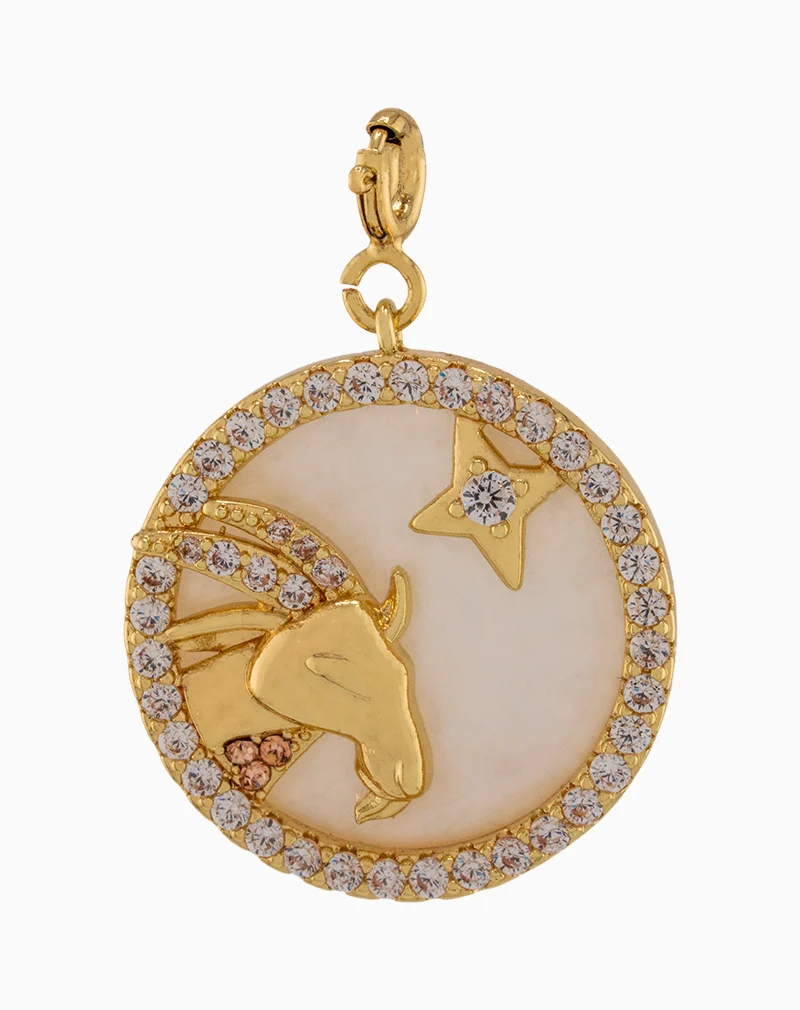 MNGGOCXX01000010 Shoucka Capricorn Zodiac Pendant | Gold Plated Determined Goat Charm