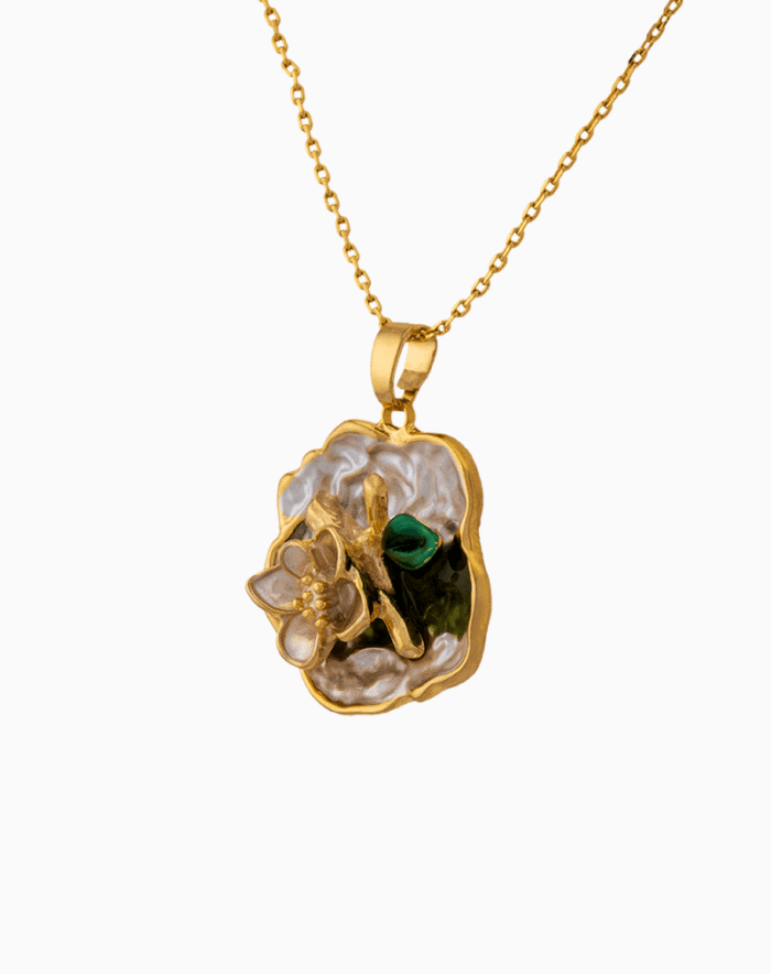 Shoucka Pearlescent Blossom Necklace for Women | Gold Plated
