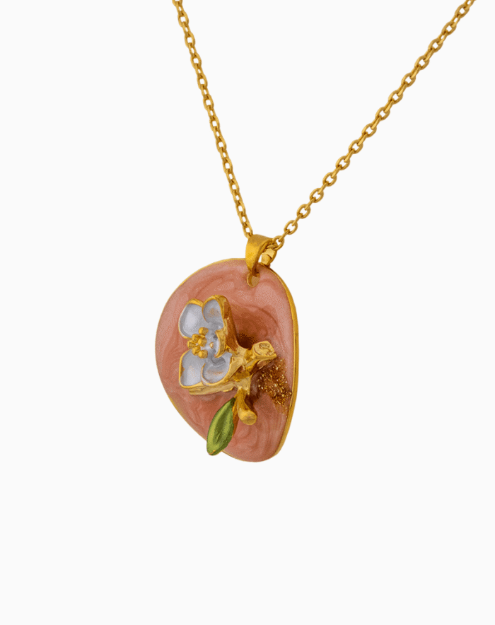 NEWGOCXX01000003-1 Shoucka Spring Blossom Pink Necklace for Women | Gold Plated