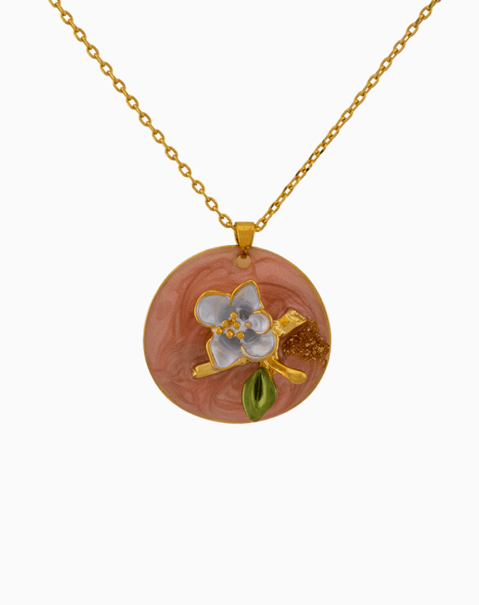 Shoucka Spring Blossom Pink Necklace for Women | Gold Plated