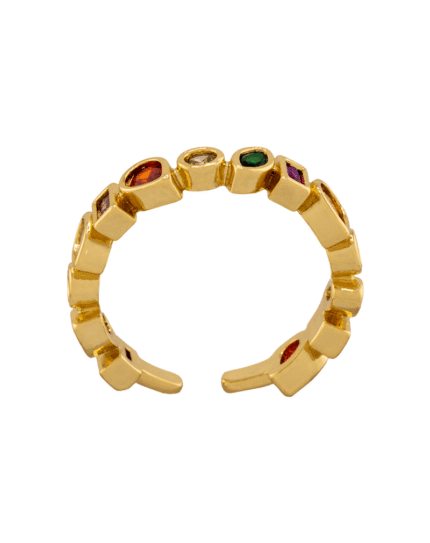 shoucka Multicolor Gem Eternity Ring | Gold-Tone Adjustable