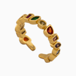 shoucka Multicolor Gem Eternity Ring | Gold-Tone Adjustable