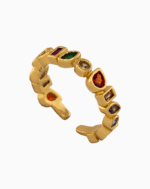 shoucka Multicolor Gem Eternity Ring | Gold-Tone Adjustable