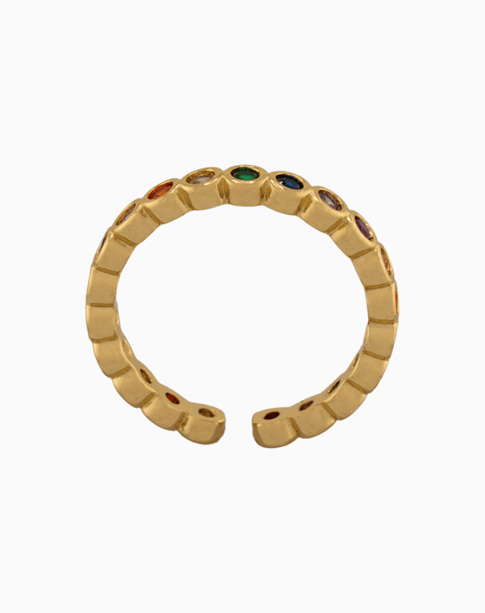 RIWGOCXX01000050-1 shoucka Rainbow Bezel Eternity Ring | Gold-Tone Adjustable
