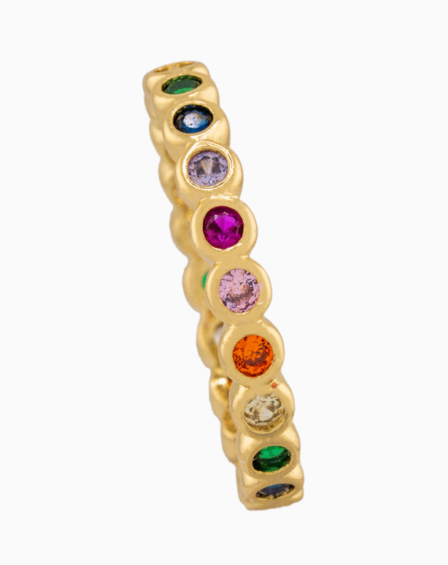 shoucka Rainbow Bezel Eternity Ring | Gold-Tone Adjustable