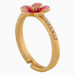 shoucka Enamel Flower & Pearl Ring | Gold-Tone Adjustable