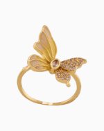 shoucka Women's Enamel Butterfly Ring | Gold-Tone Adjustable