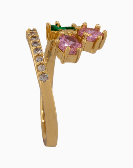 shoucka Women's Crystal Cherry Ring | Gold-Tone Adjustable