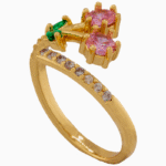 shoucka Women's Crystal Cherry Ring | Gold-Tone Adjustable