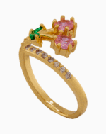 shoucka Women's Crystal Cherry Ring | Gold-Tone Adjustable