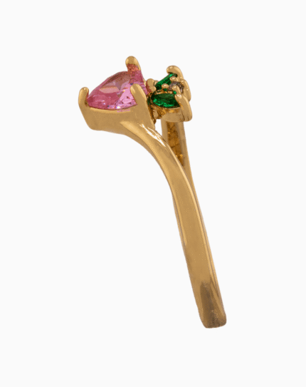 shoucka Women's Heart Strawberry Ring | Gold-Tone Adjustable