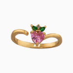 shoucka Women's Heart Strawberry Ring | Gold-Tone Adjustable