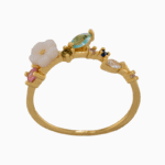 shoucka Women's Floral Branch Ring with Shell Flower | Gold-Tone Adjustable