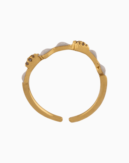 shoucka Enamel Heart Pave Ring | Gold-Tone Adjustable