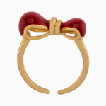 shoucka Large Red Enamel Bow Ring | Gold-Tone Adjustable