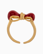 shoucka Large Red Enamel Bow Ring | Gold-Tone Adjustable
