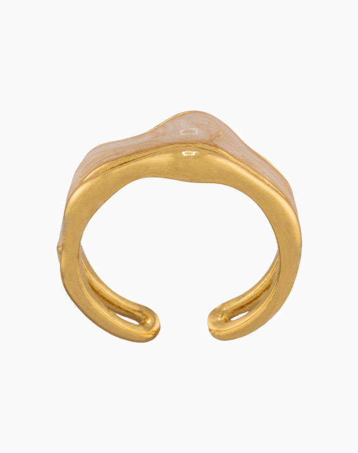 shoucka Organic Wave Ring with Pearlescent Enamel | Gold-Tone