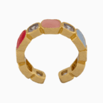 shoucka Bold Geometric Enamel & Cushion CZ Ring | Gold-Tone