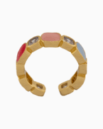 shoucka Bold Geometric Enamel & Cushion CZ Ring | Gold-Tone