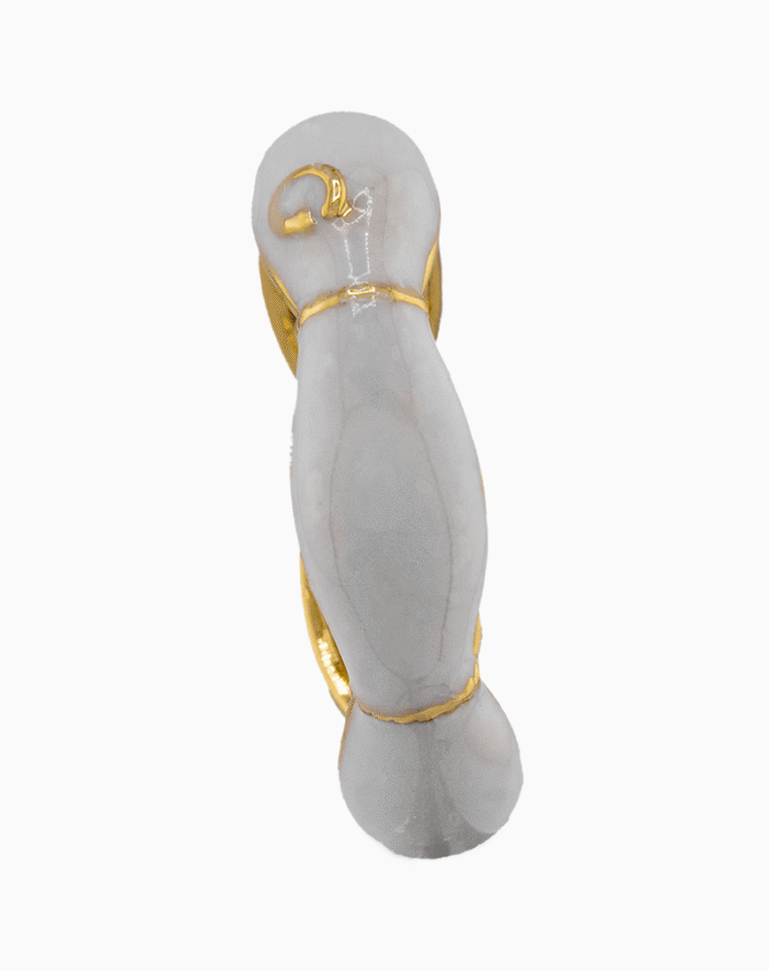 RIWGOCXX02000077-1 shoucka Minimalist Light Grey Enamel Ring | Gold-Tone Adjustable