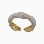 shoucka Minimalist Light Grey Enamel Ring | Gold-Tone Adjustable