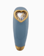 shoucka Pastel Blue Enamel Ring with Heart Crystal | Gold-Tone Adjustable