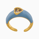 shoucka Pastel Blue Enamel Ring with Heart Crystal | Gold-Tone Adjustable