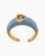 shoucka Pastel Blue Enamel Ring with Heart Crystal | Gold-Tone Adjustable