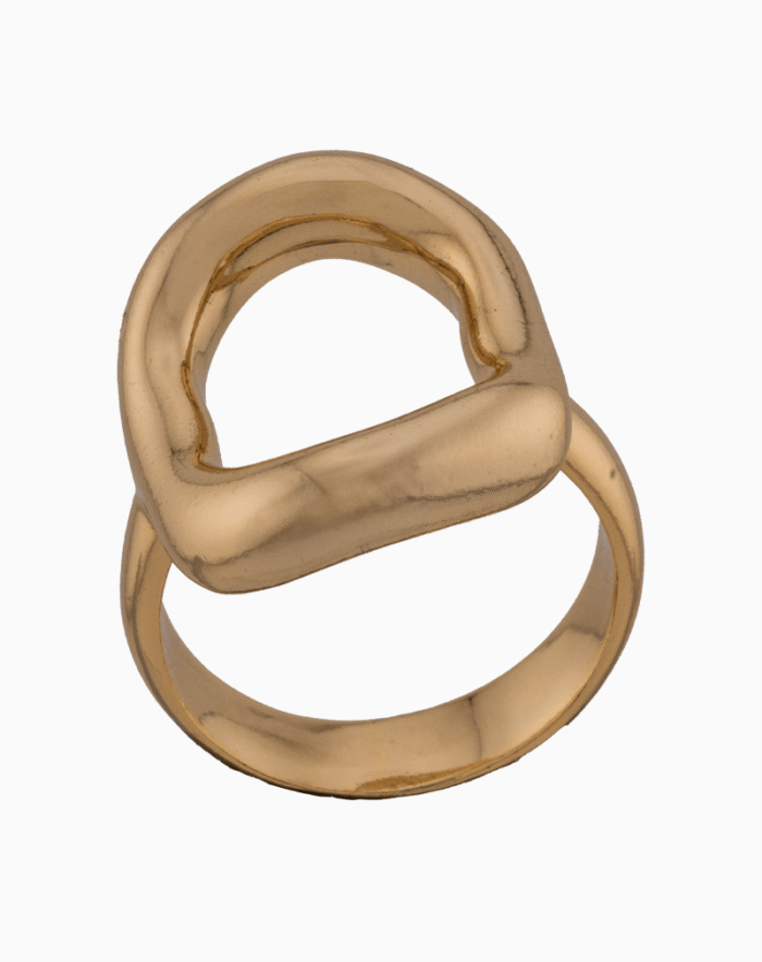 RIWGOSXX01000081-1 shoucka Chunky Abstract Knot Ring | Matte Gold-Tone Statement Ring