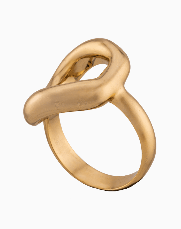 shoucka Chunky Abstract Knot Ring | Matte Gold-Tone Statement Ring