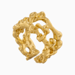 shoucka Organic Molten Texture Ring | Gold-Tone Statement Cuff Ring