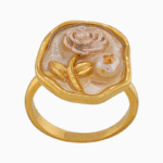 shoucka Vintage Rose Frame Ring | Gold-Tone Artistic Ring