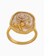 shoucka Vintage Rose Frame Ring | Gold-Tone Artistic Ring