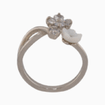 shoucka Women's Shell & Crystal Flower Ring | Silver-Tone Adjustable