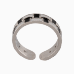 shoucka Geometric Black & White Enamel Ring | Silver-Tone