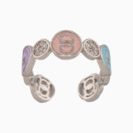 shoucka Pastel Enamel & Pavé Station Ring | Silver-Tone Adjustable