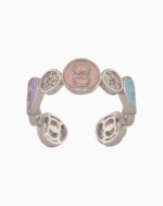 shoucka Pastel Enamel & Pavé Station Ring | Silver-Tone Adjustable