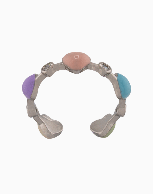 shoucka Bold Geometric Enamel & Cushion CZ Ring | Gold-Tone