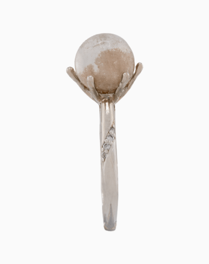 shoucka Cloudy Quartz Sphere Statement Ring | Silver-Tone Adjustable