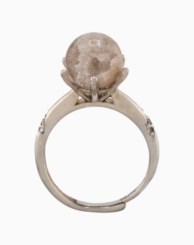shoucka Cloudy Quartz Sphere Statement Ring | Silver-Tone Adjustable