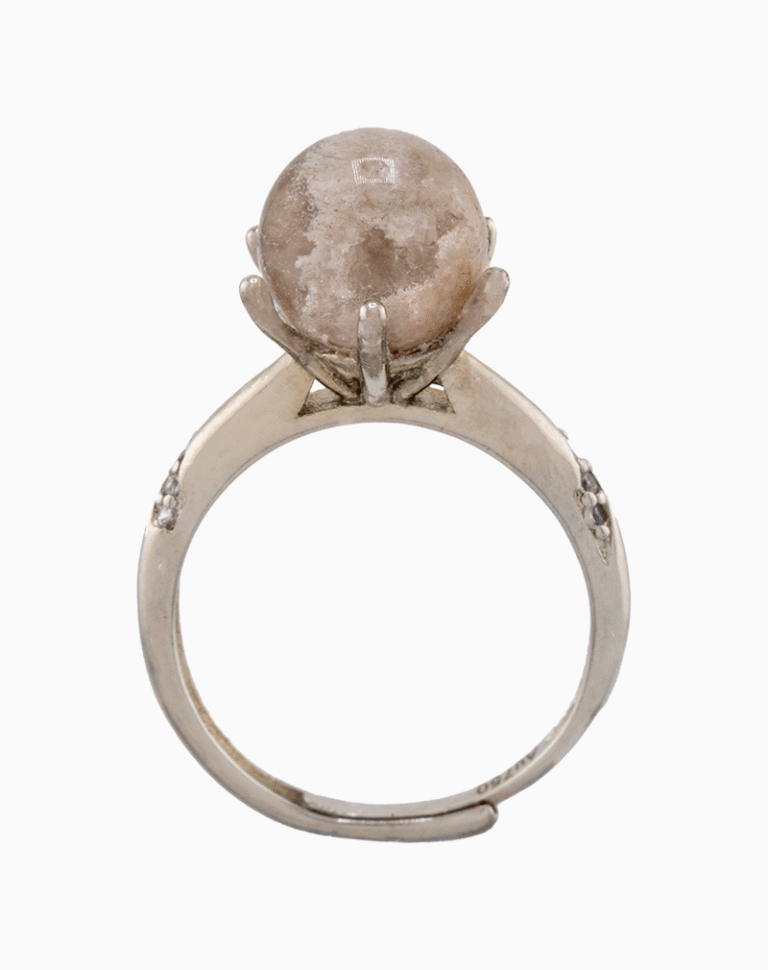 shoucka Cloudy Quartz Sphere Statement Ring | Silver-Tone Adjustable